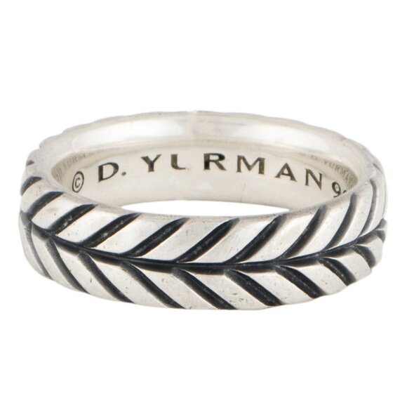 DAVID YURMAN STERLING SILVER 925 CHEVRON BAND RING - Picture 1 of 7
